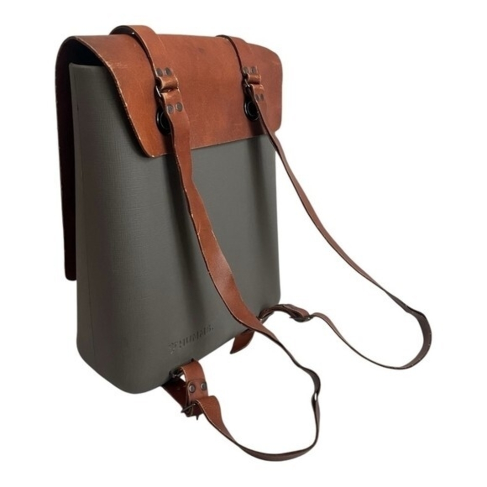 HUMMS Mammbo Grey Resin Brown Leather Unisex Backpack Argentina Travel Good Plus - Picture 6 of 10